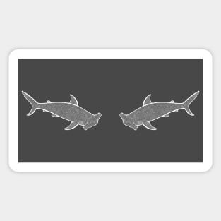 Hammerhead Sharks in Love - cool sea animal design - on dark colors Sticker